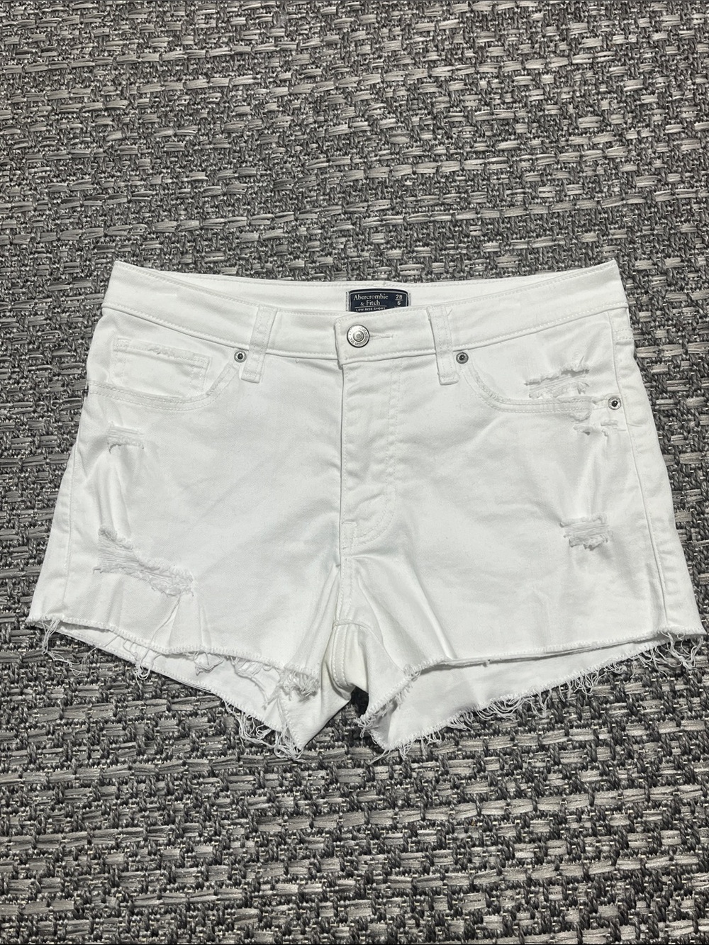 Abercrombie & Fitch | White Distressed Jean Shorts